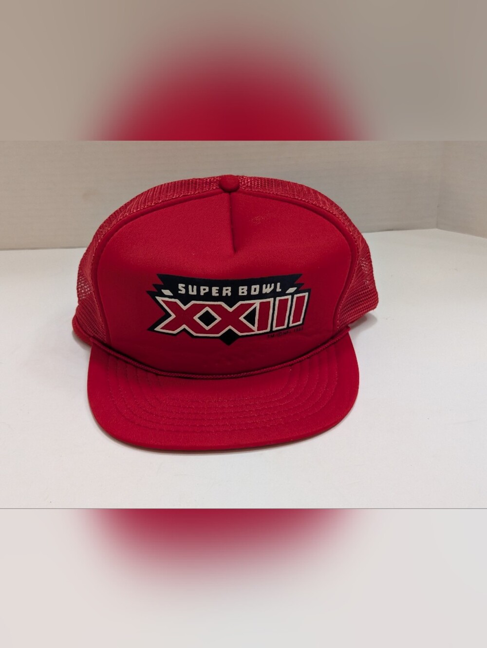 Vintage NFL Super Bowl XXIII Hat Men Red Trucker Snapback Mesh 1988 Winston